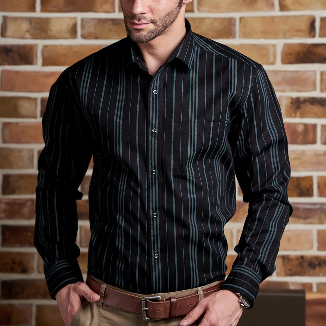 Men Black &amp; Gray Slim fit  Formal Shirt.