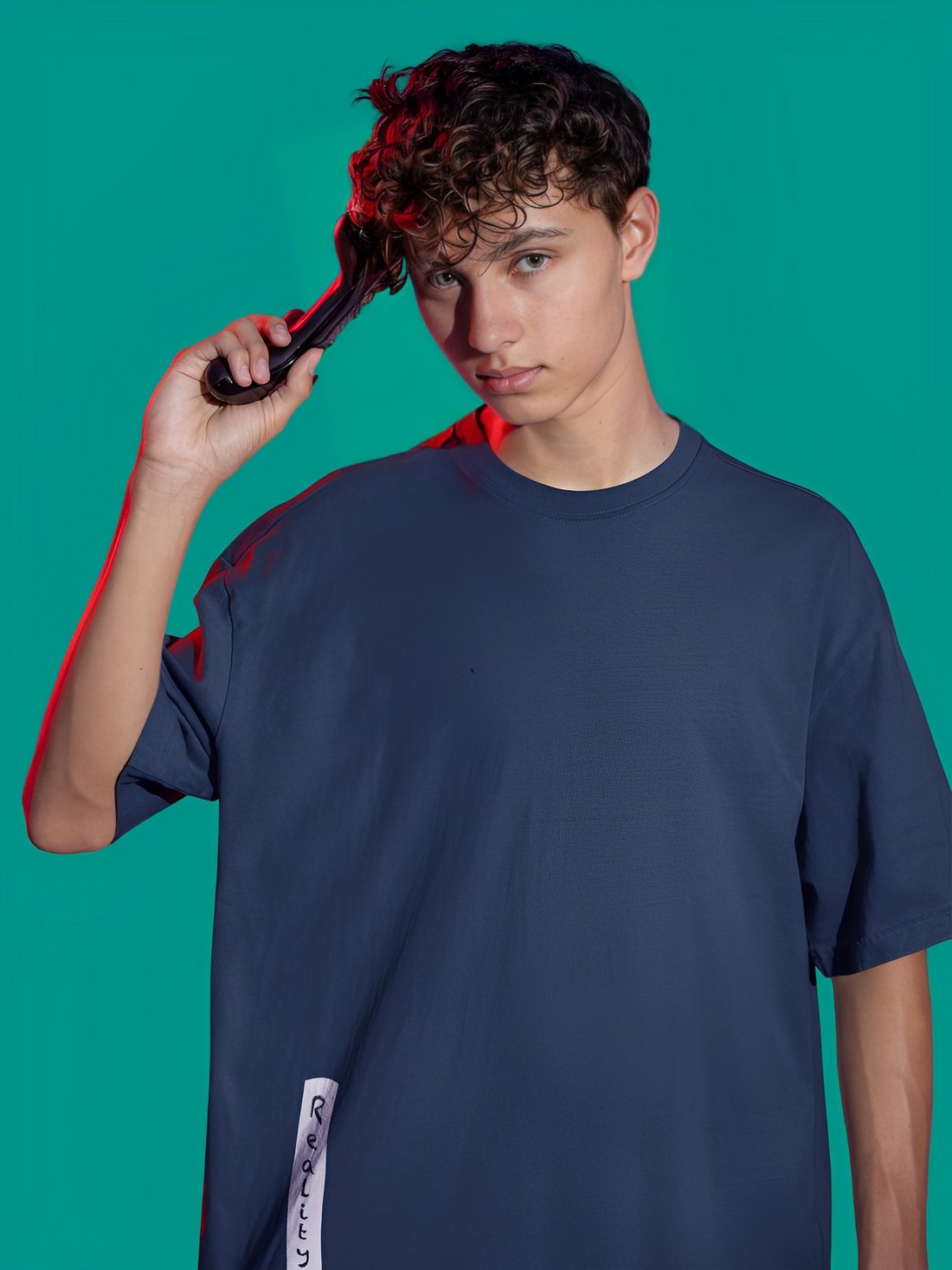 Step into Reality with Our Dark Blue Cotton Oversized T-Shirt Designs