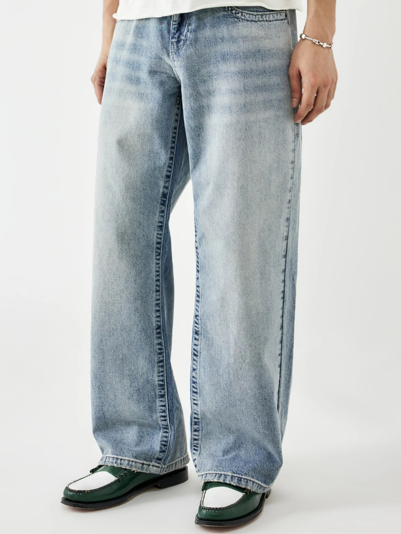 Bwolves Men’s Light-Wash Wide Leg Jeans – Vintage Loose Fit Denim