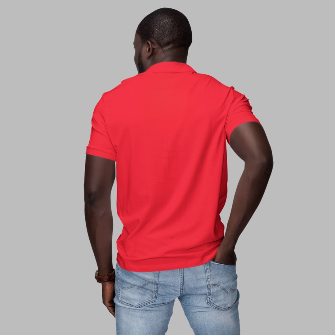 B'WOLVES SOLID RED MEN'S POLO NECK T-SHIRT .