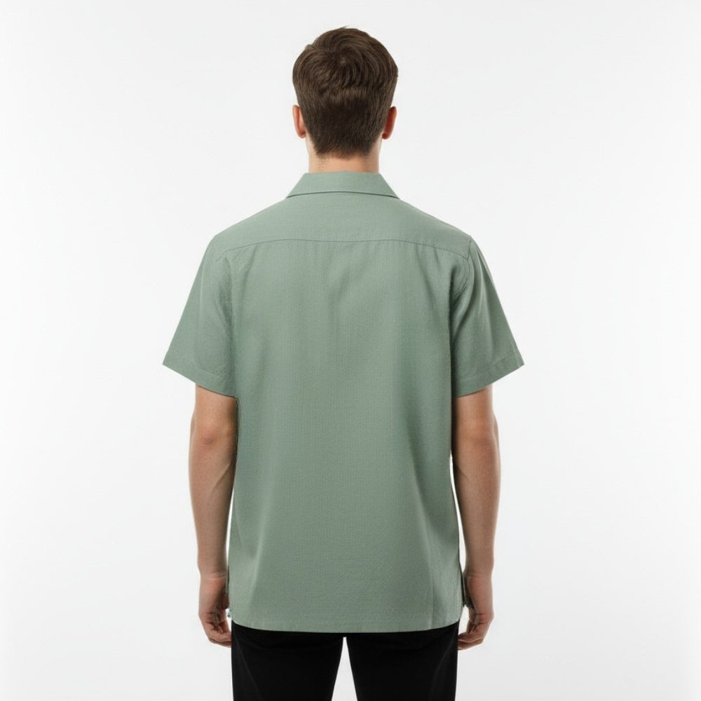 Men’s Sage Green Cotton Embroidered Shirt