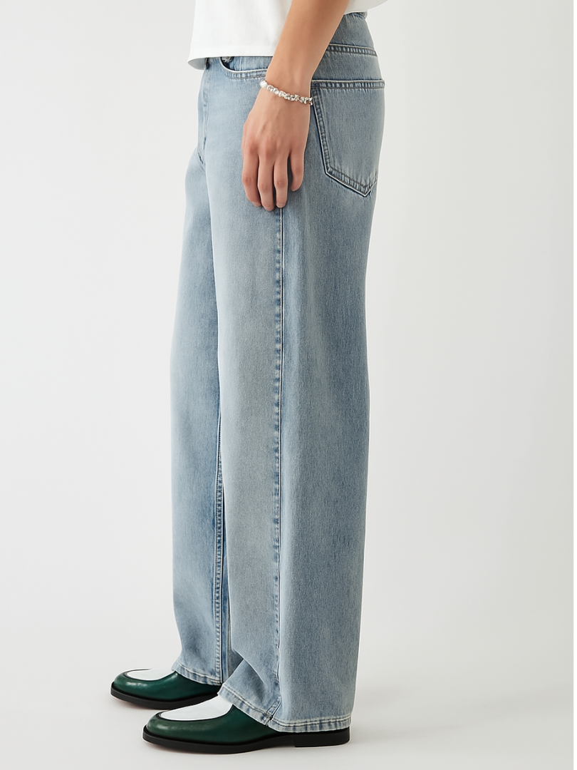 Bwolves Men’s Light-Wash Wide Leg Jeans – Vintage Loose Fit Denim