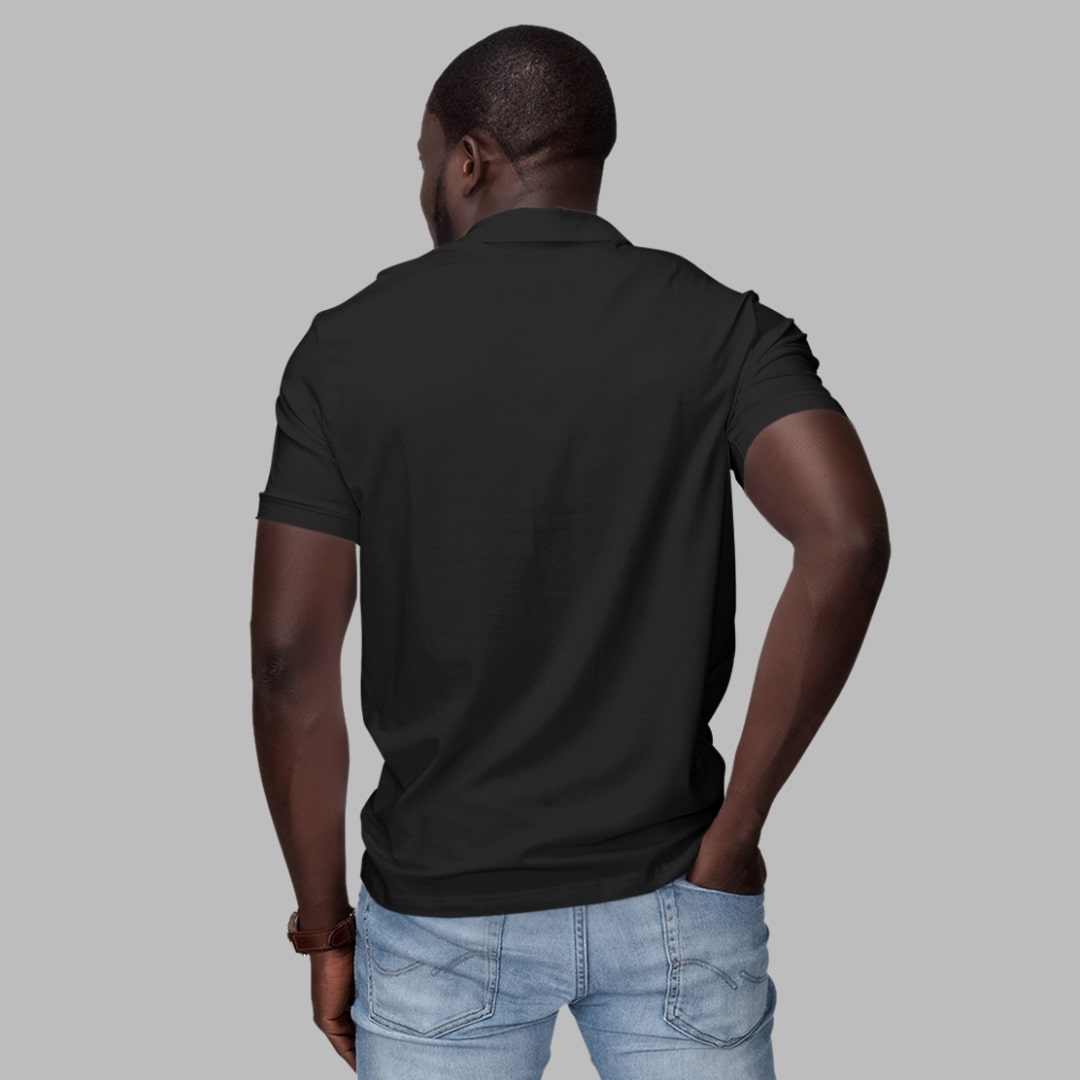 B'WOLVES SOLID BLACK MEN'S POLO NECK T-SHIRT .