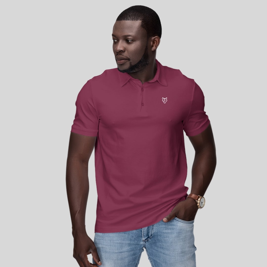 B'WOLVES SOLID MAROON MEN'S POLO NECK T-SHIRT .