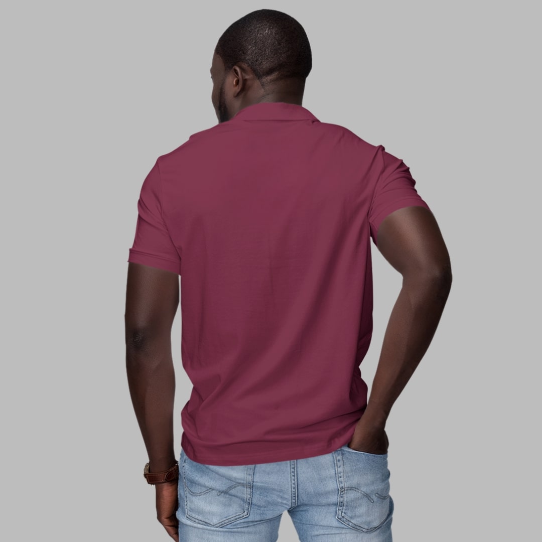 B'WOLVES SOLID MAROON MEN'S POLO NECK T-SHIRT .