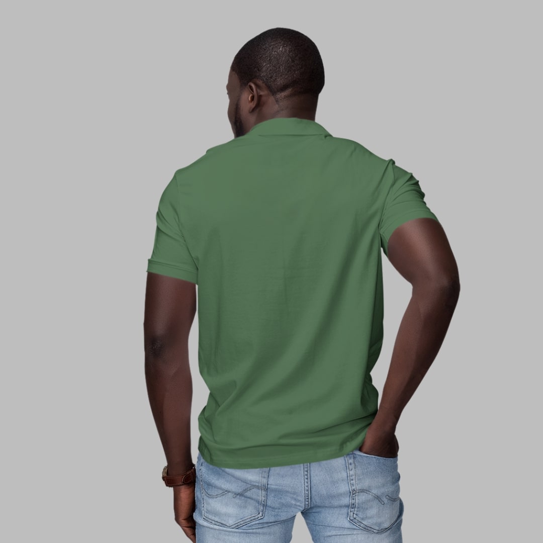 B'WOLVES SOLID GREEN MEN'S POLO NECK T-SHIRT .