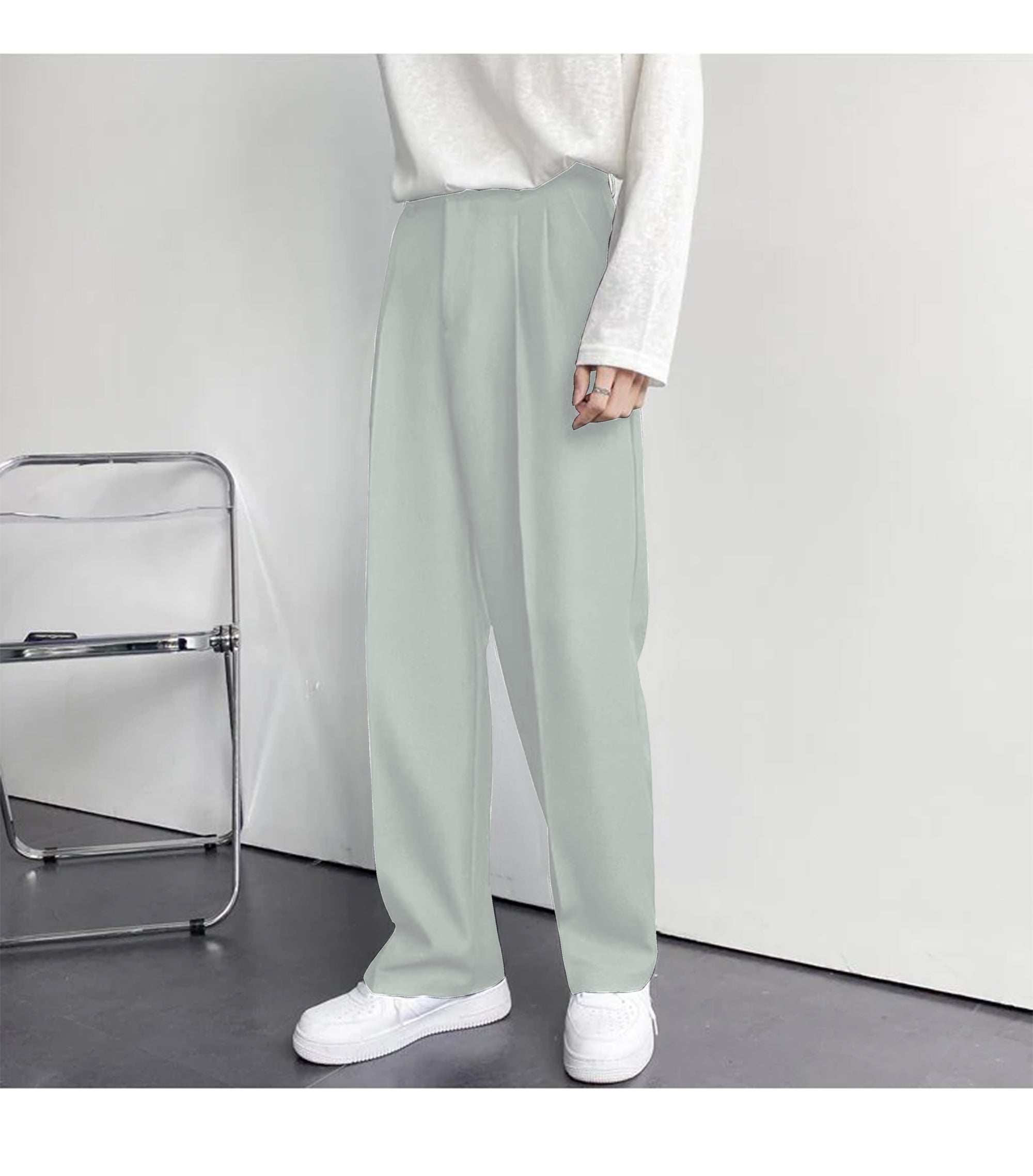 Korean Baggy Loose Fit Pants in Ash Gray - Bwolves Men's Collection