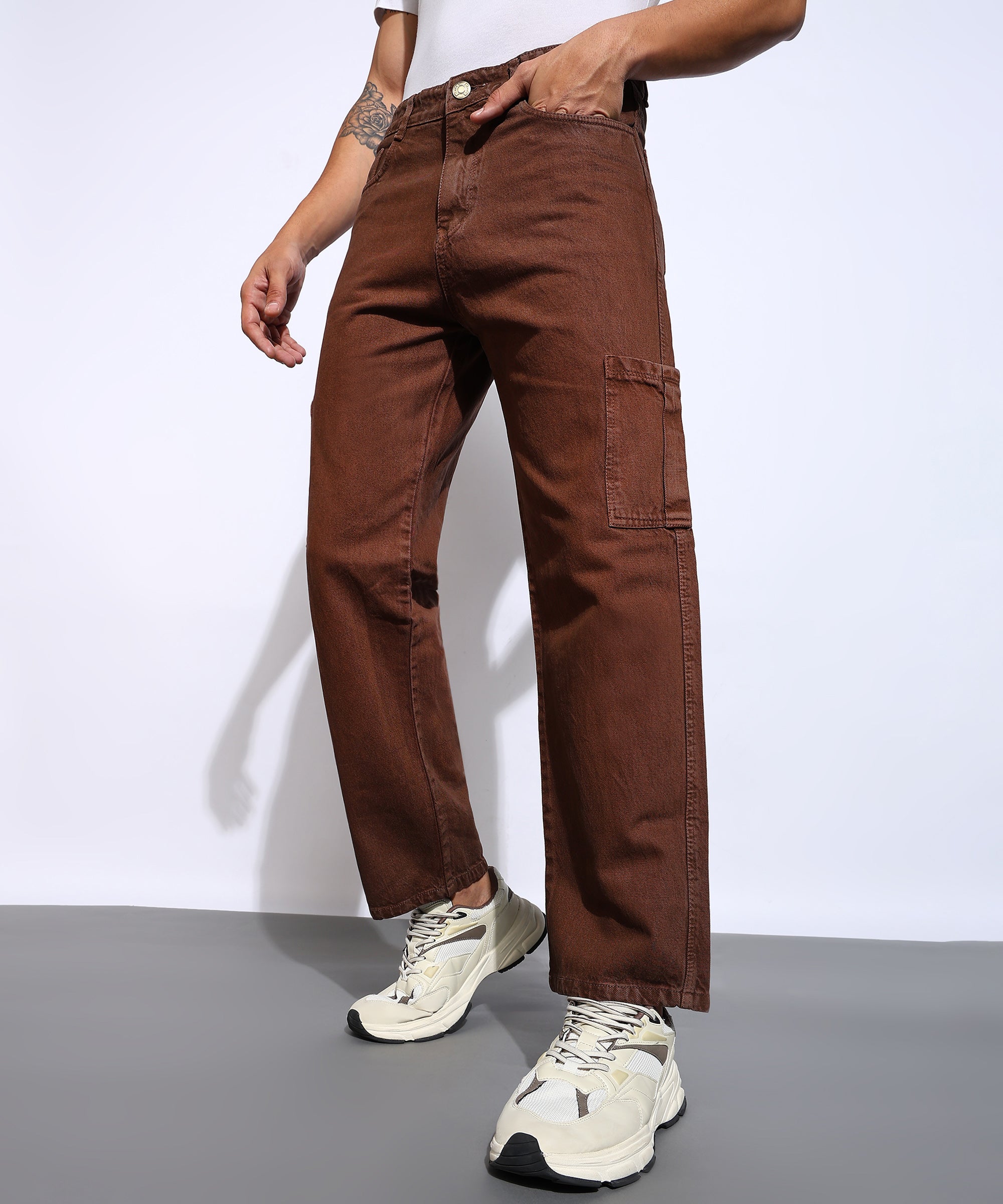 Bwolves Cosmic Brown Baggy Fit Jeans - 6 Pocket Design