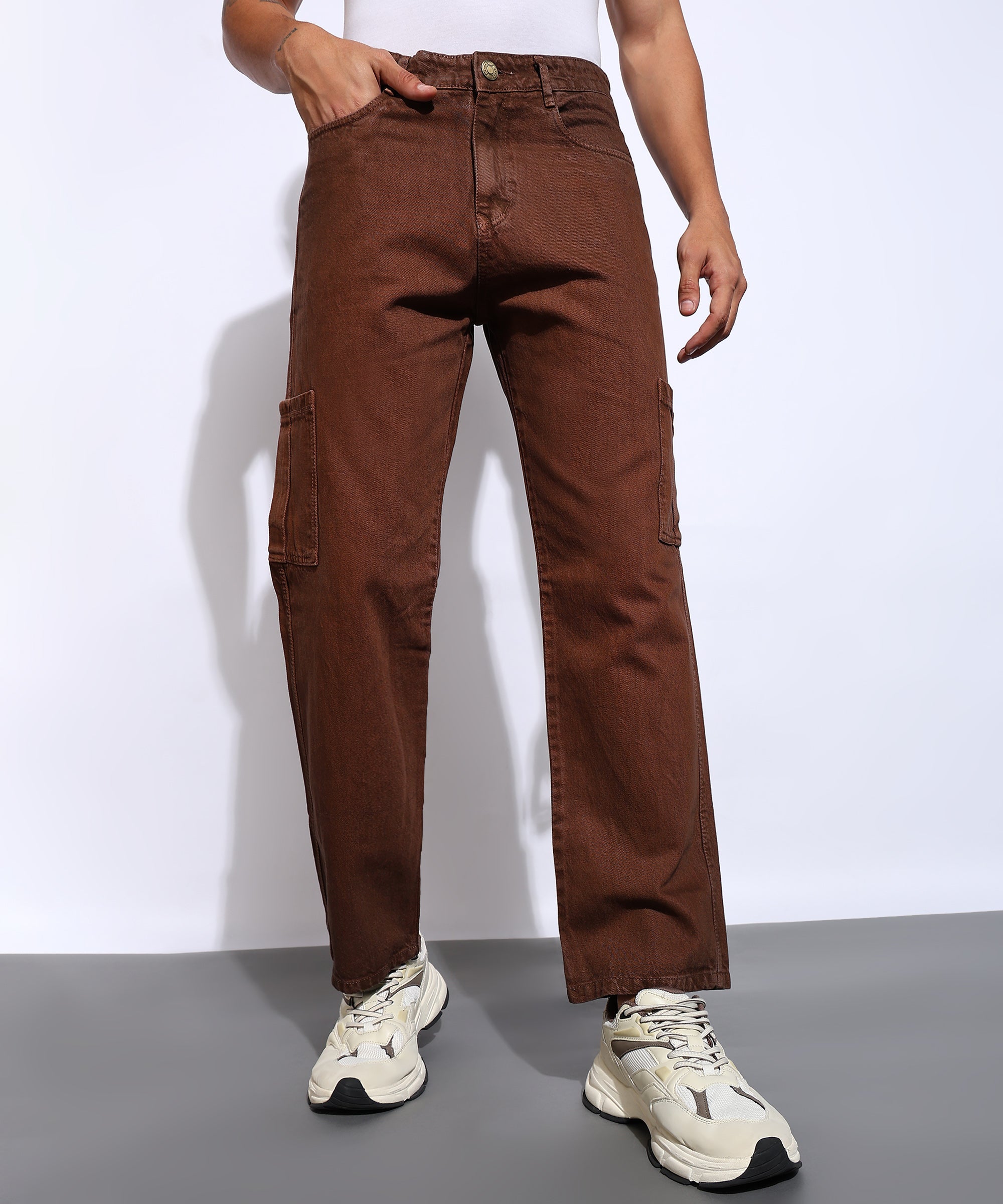 Bwolves Cosmic Brown Baggy Fit Jeans - 6 Pocket Design