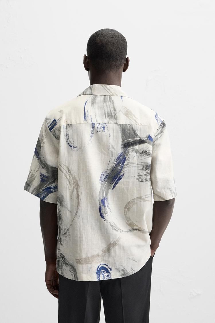 Men's Artistic Brushstroke Cotton Shirt