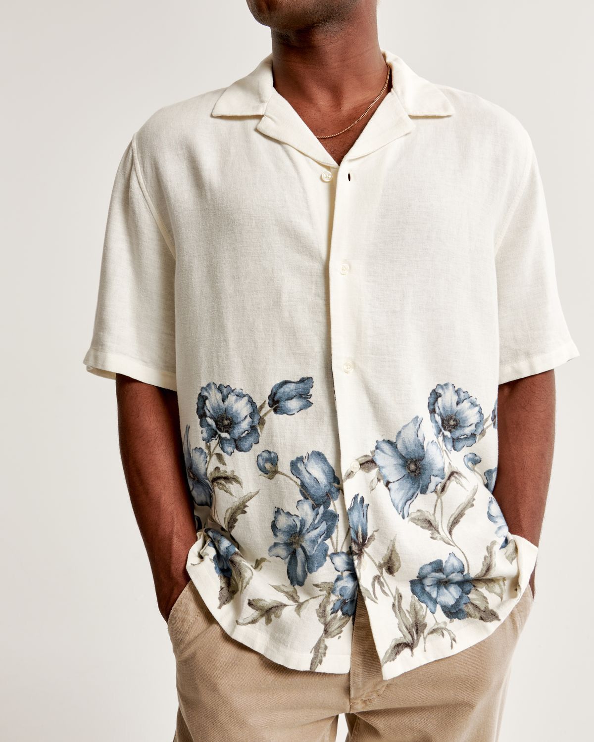 Men's Blue Bloom Cotton Resort Shirt