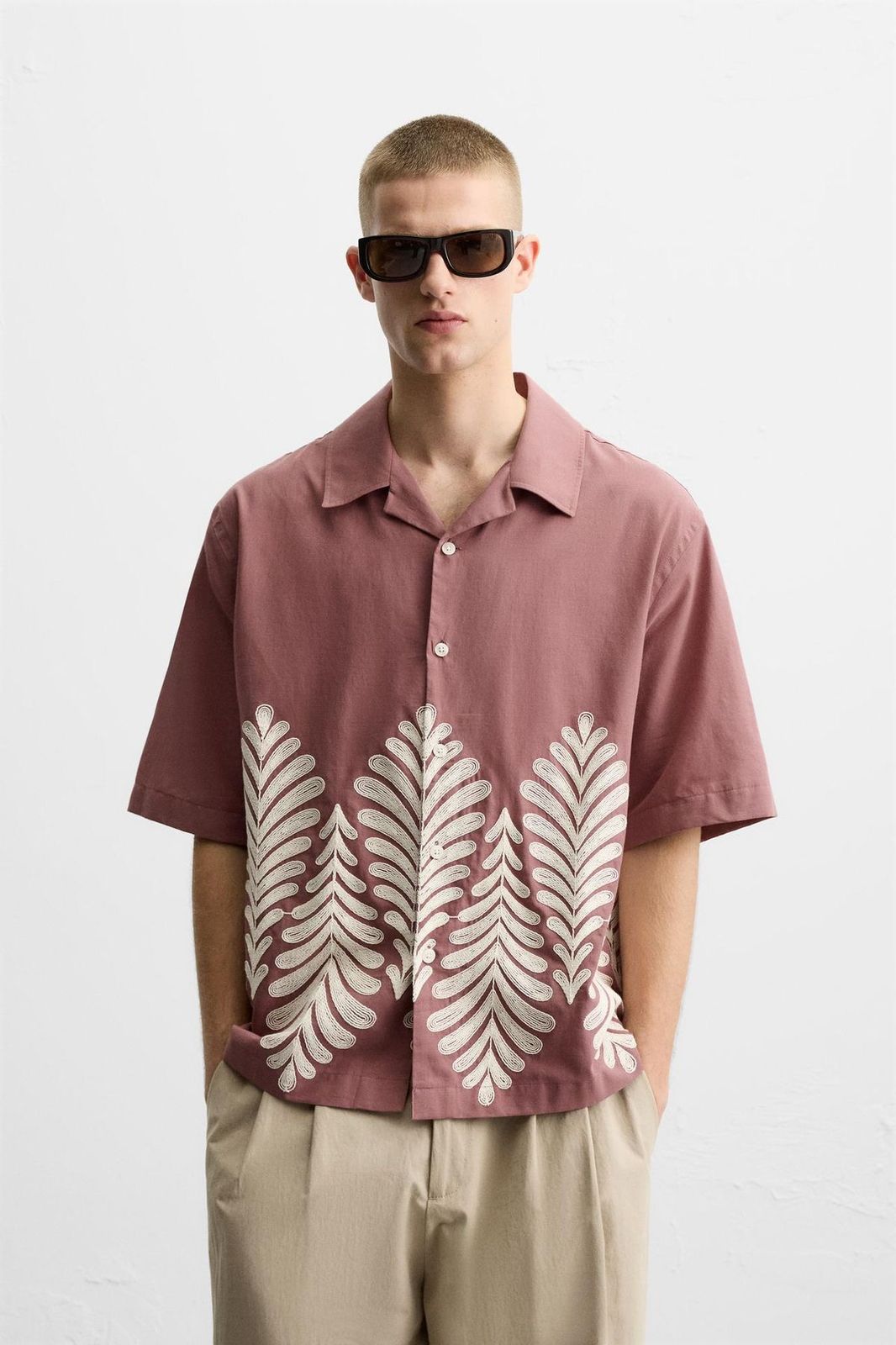 Men's Cotton Embroidered Palm Shirt