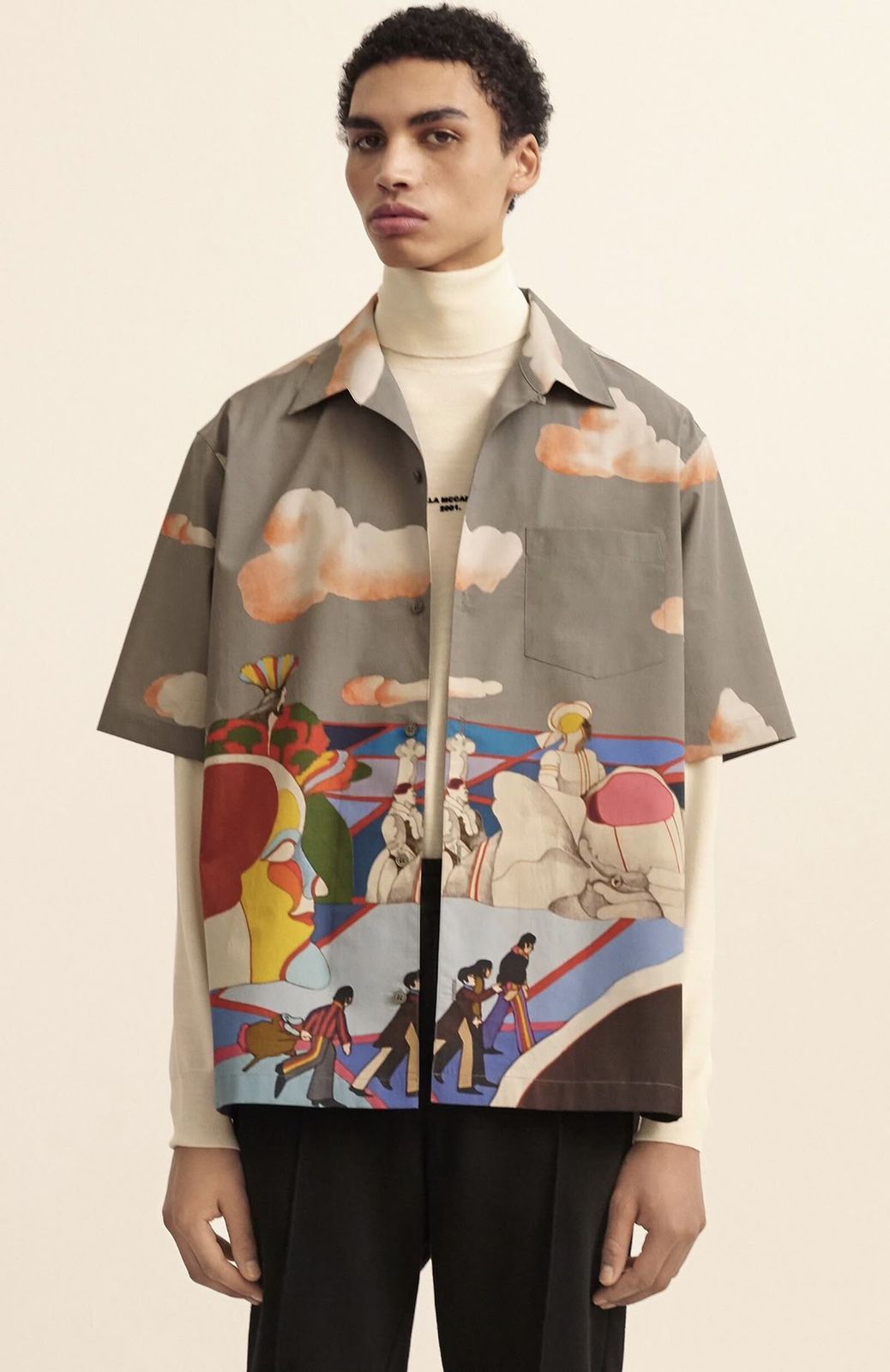 Men's Artistic Print Cotton Shirt