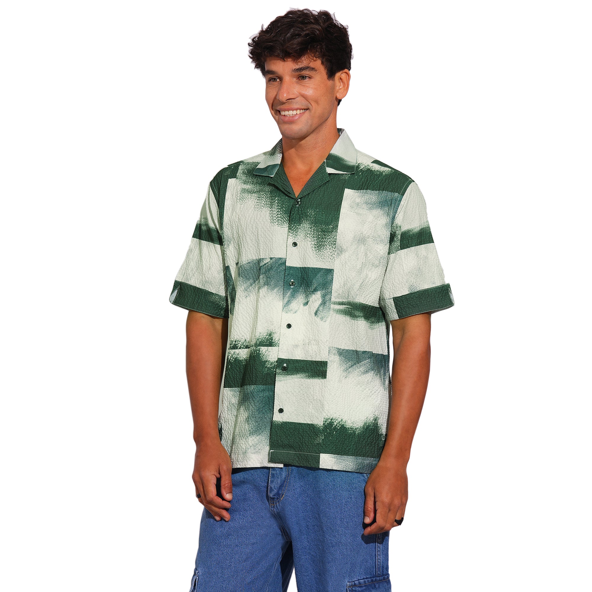 MEN GREEN PAISLEY RELAX FIT SHIRT