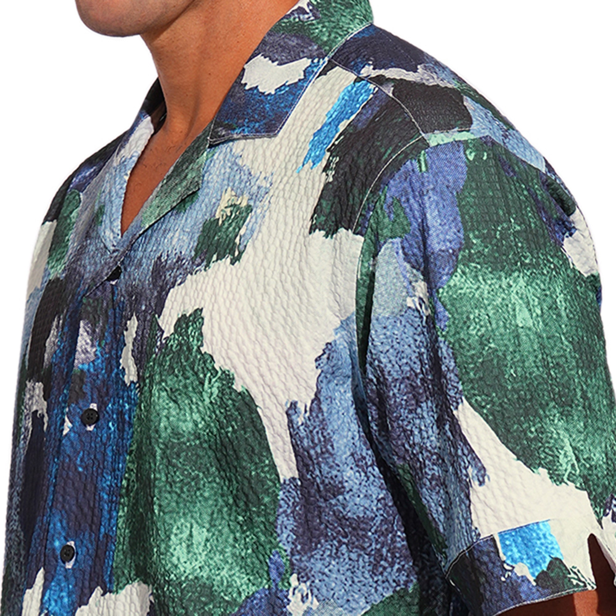 ABSTRACT WHIMSY BLUE OVERSIZED SHIRT