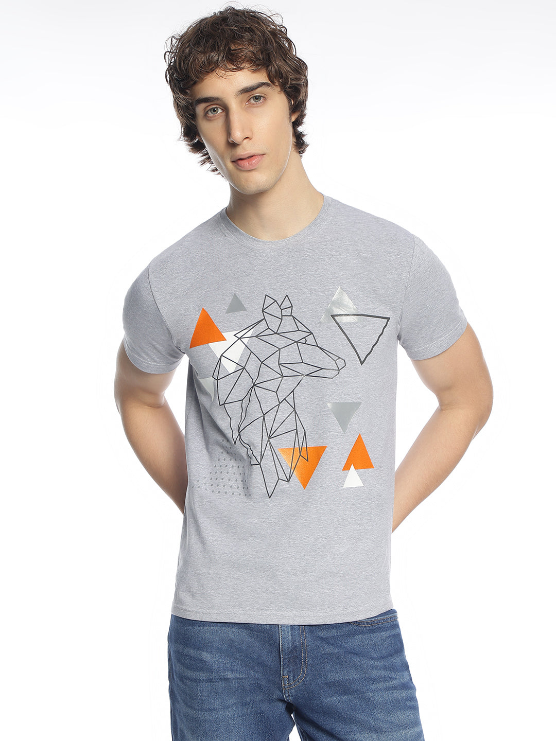 BWolves Geometric Wolf Cotton Lycra Tee