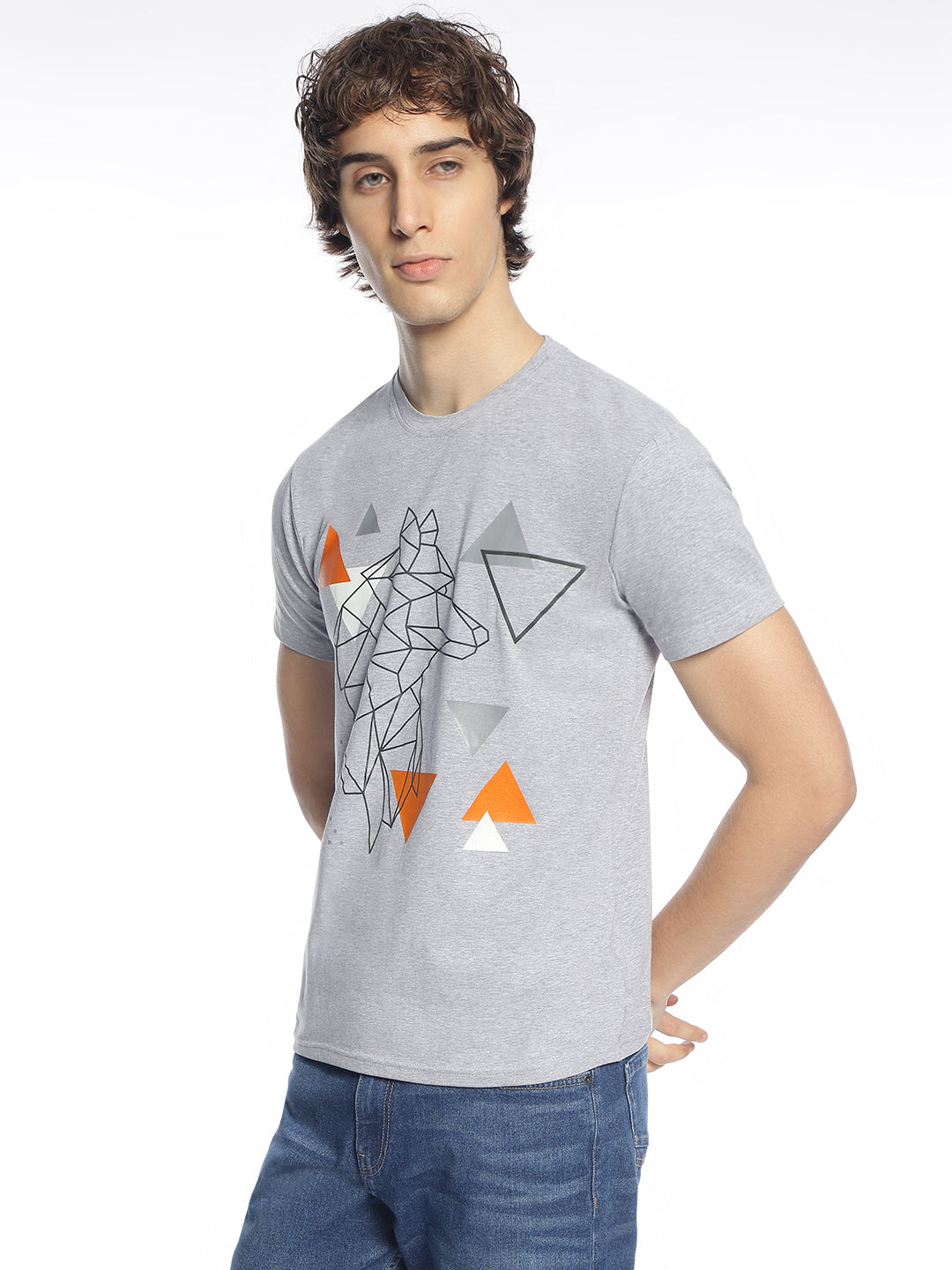 BWolves Geometric Wolf Cotton Lycra Tee