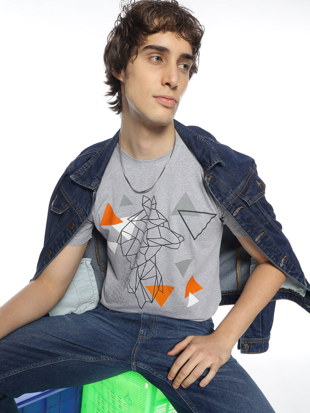 BWolves Geometric Wolf Cotton Lycra Tee