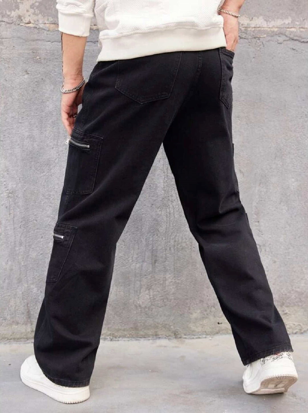 So Gangsta Zipper Pocket Black Men's Cargo Pants - Urban Cool and Functional