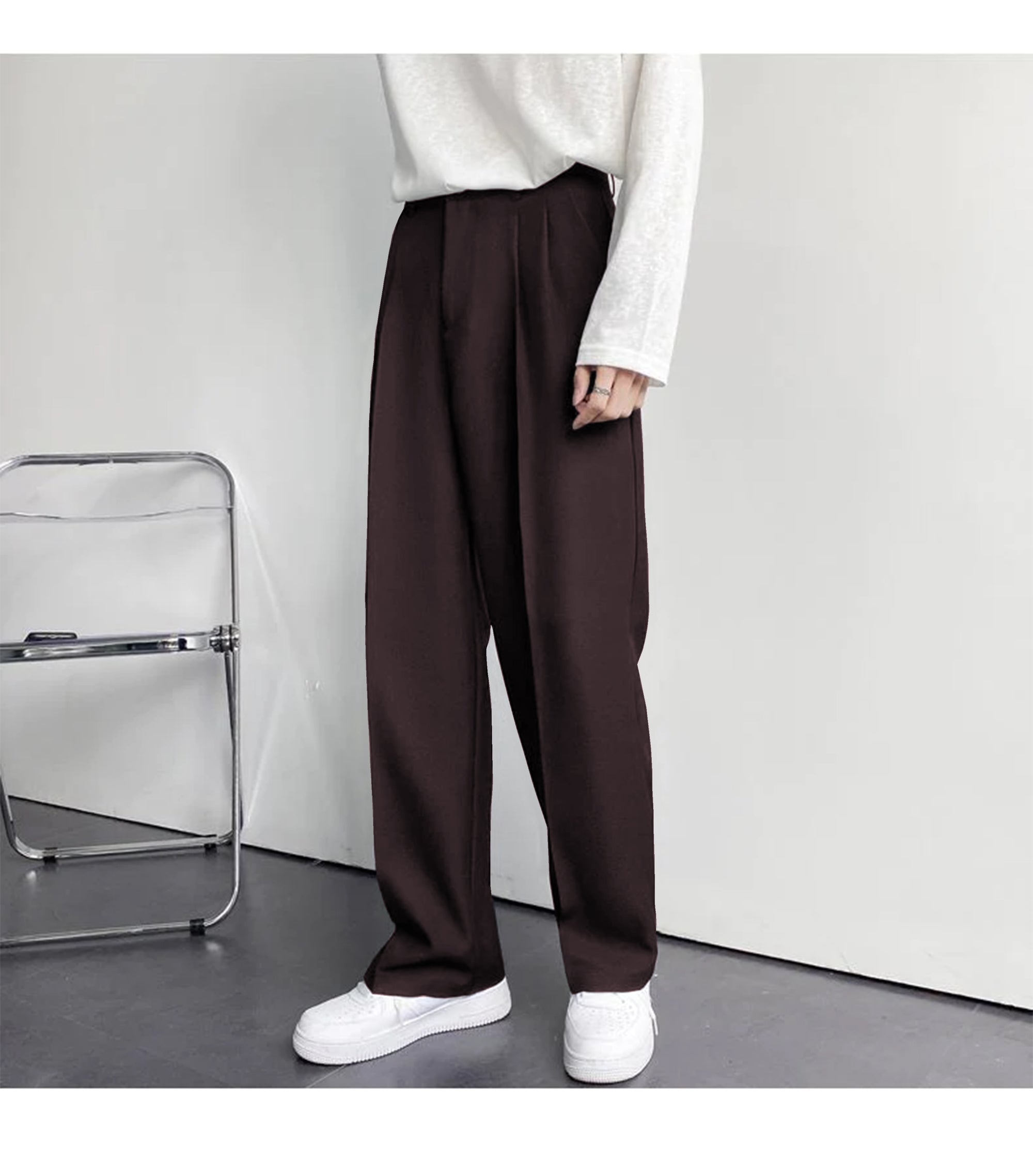 Discover Effortless Style: Bwolves Korean Baggy Loose Fit Pants in Burgundy