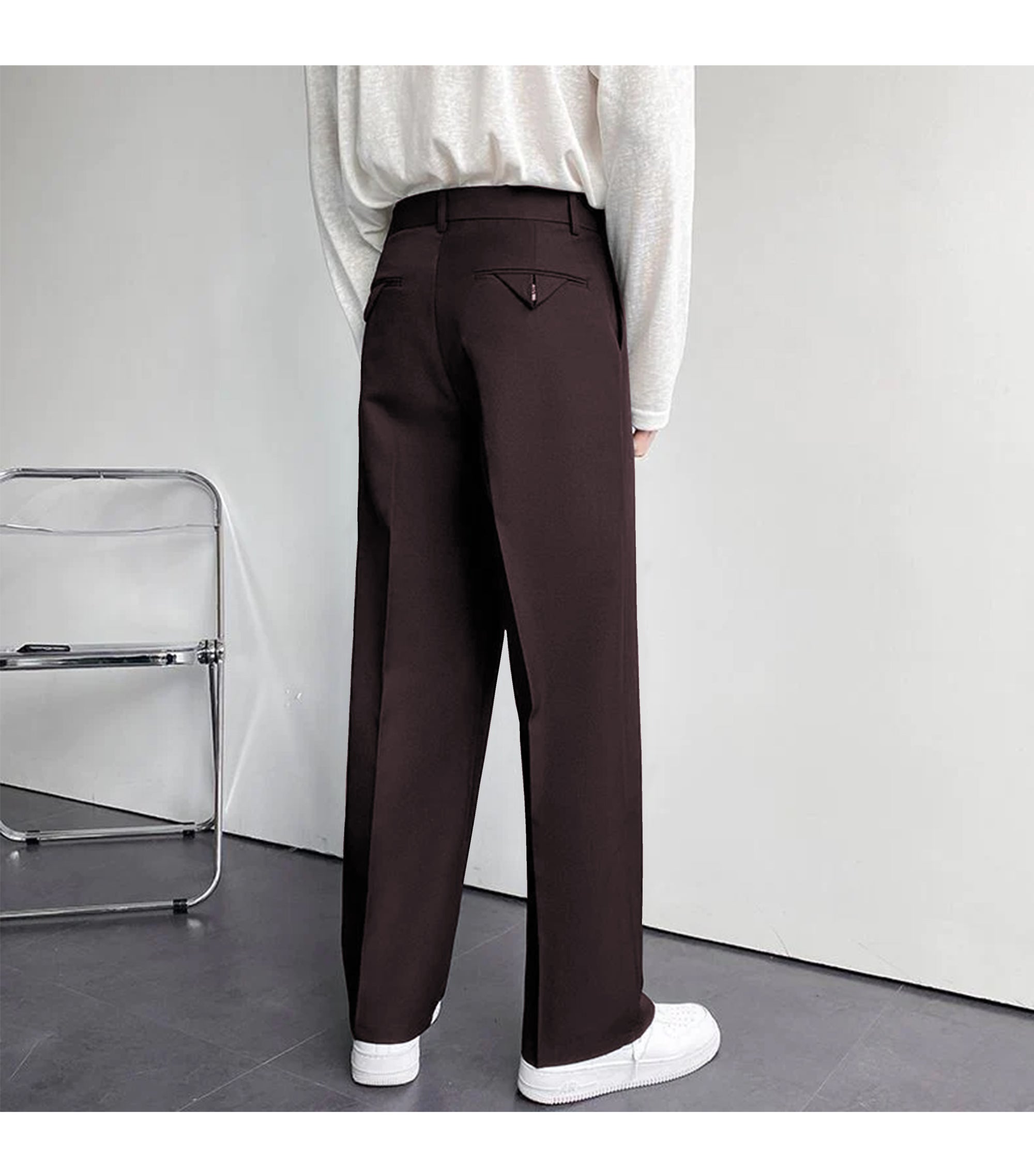 Discover Effortless Style: Bwolves Korean Baggy Loose Fit Pants in Burgundy