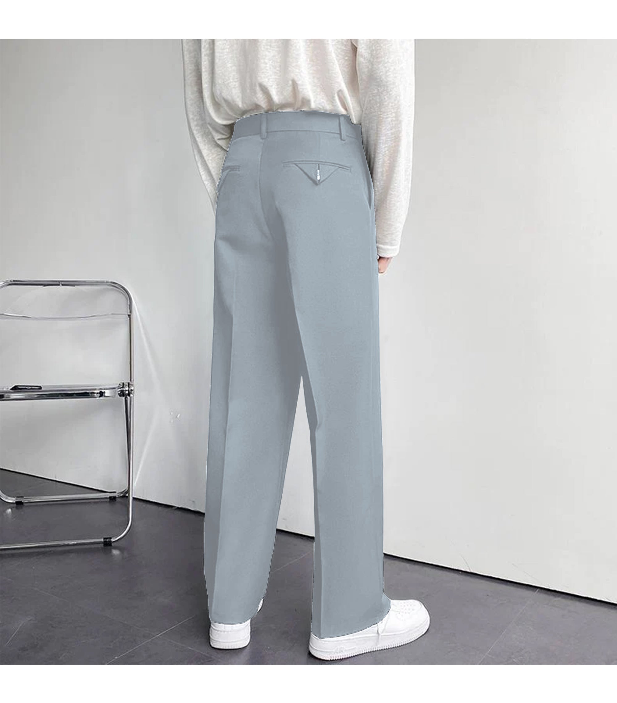 Effortless Sophistication: Bwolves Korean Baggy Loose Fit Pants in Cadet Gray