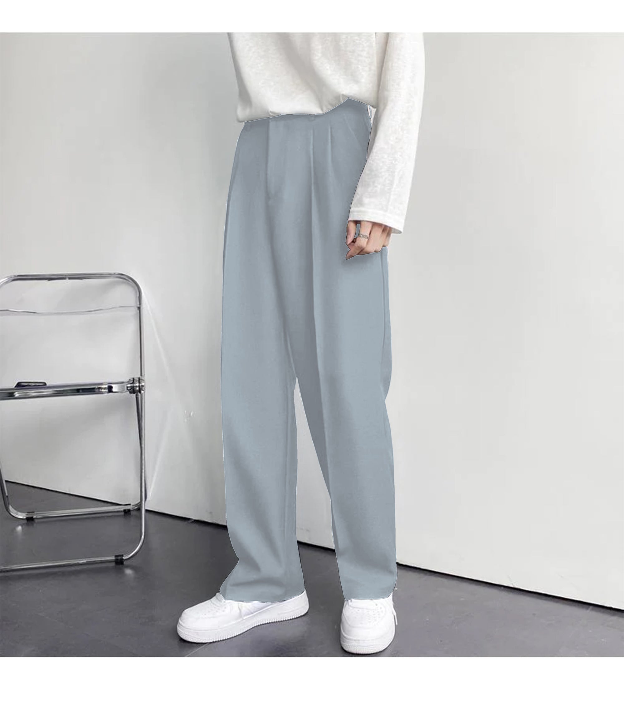 Effortless Sophistication: Bwolves Korean Baggy Loose Fit Pants in Cadet Gray