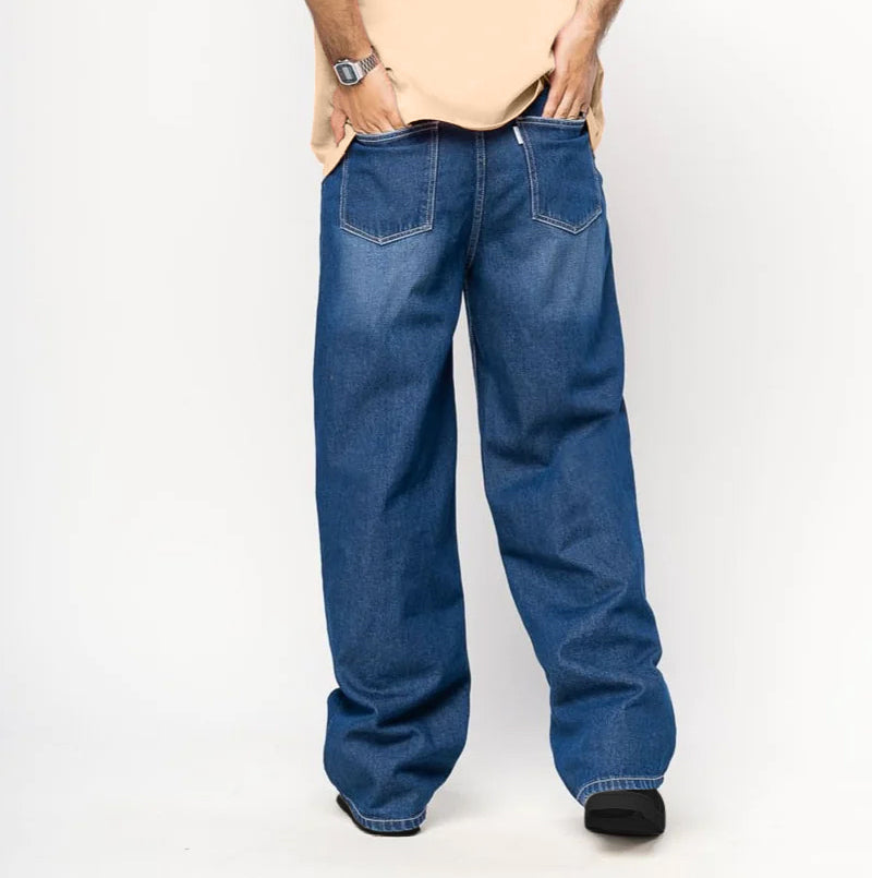 BWolves Blue Straight Baggy Fit Men's Jeans: Your Casual Cool Essential