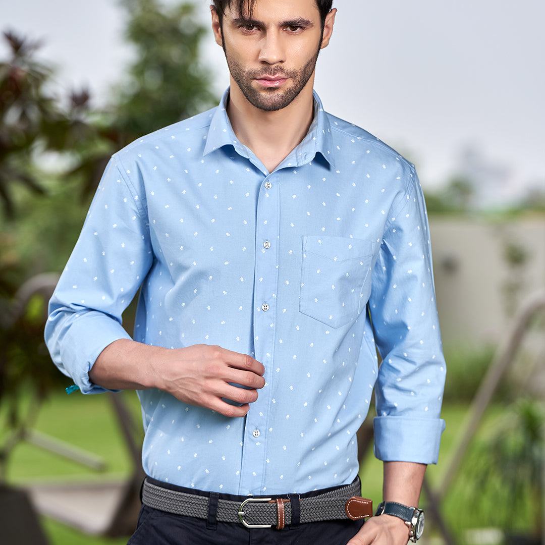 Light Blue Formal Shirt, Spread Collar
