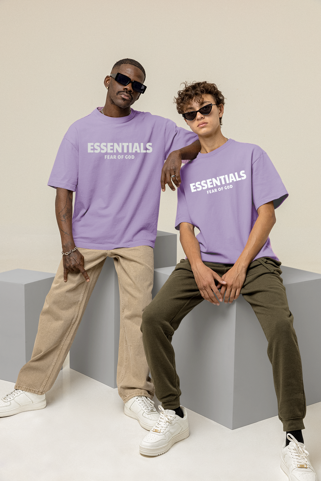 Essentials Lavender Drop-shoulder Oversized Tee: Elevate Your Style with Bwolves