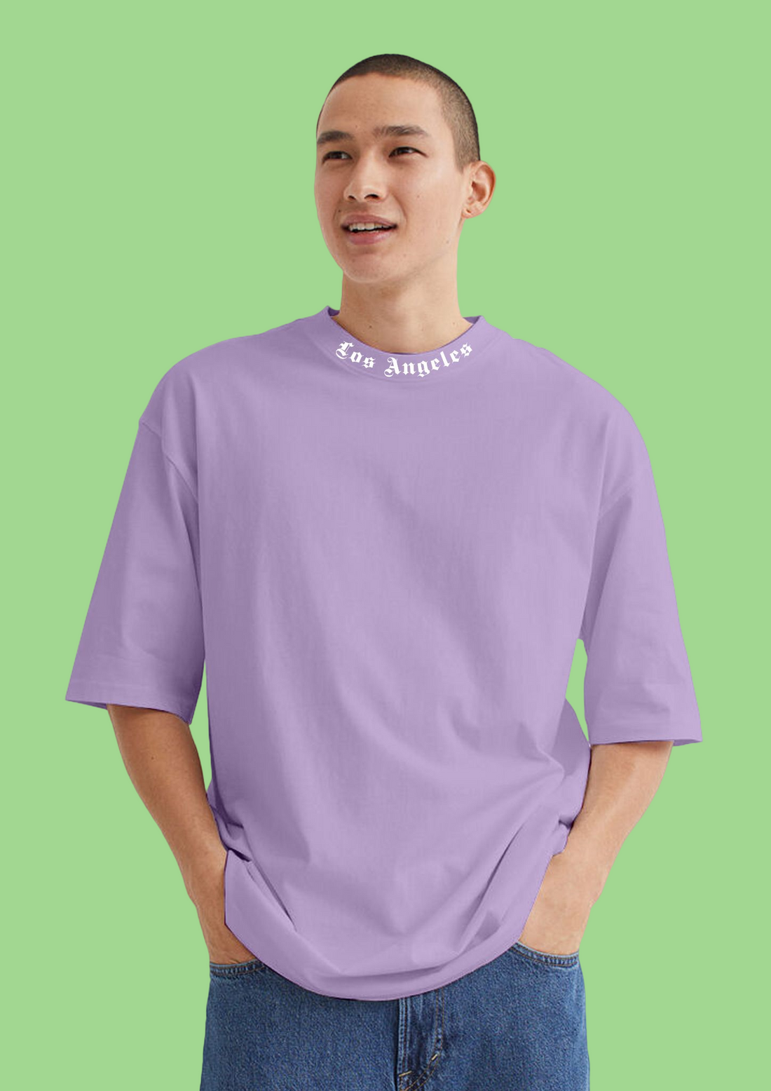 Los Angeles Lavender Drop-Shoulder Oversized Tee: Experience Comfort and Style with Bwolves