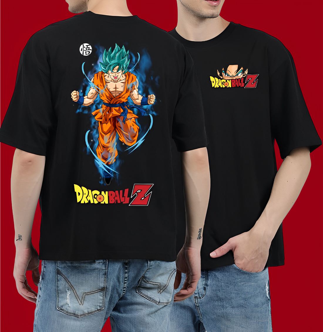 Bwolves: Legendary Battle - Dragon Ball Z-Men Crossover Black Cotton Oversized T-Shirt