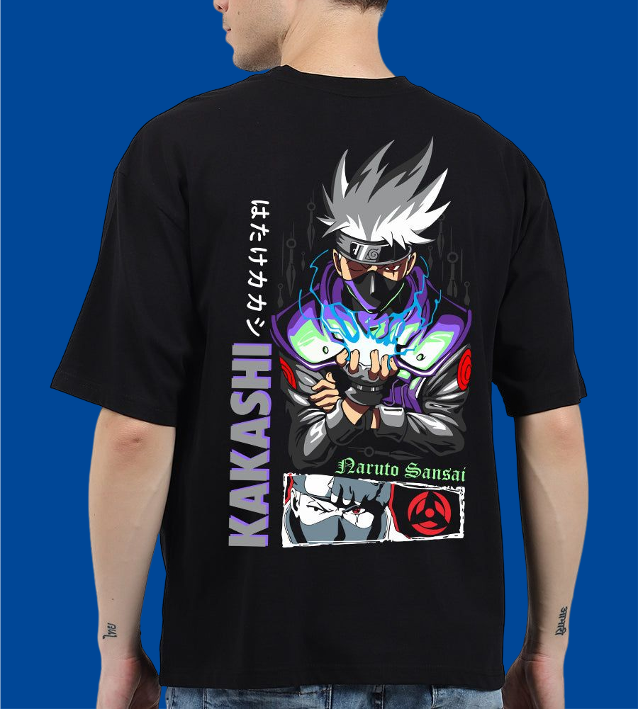 Bwolves Cotton Sensei Kakashi Men's Oversized Printed T-Shirt - Embrace the Ninja Spirit