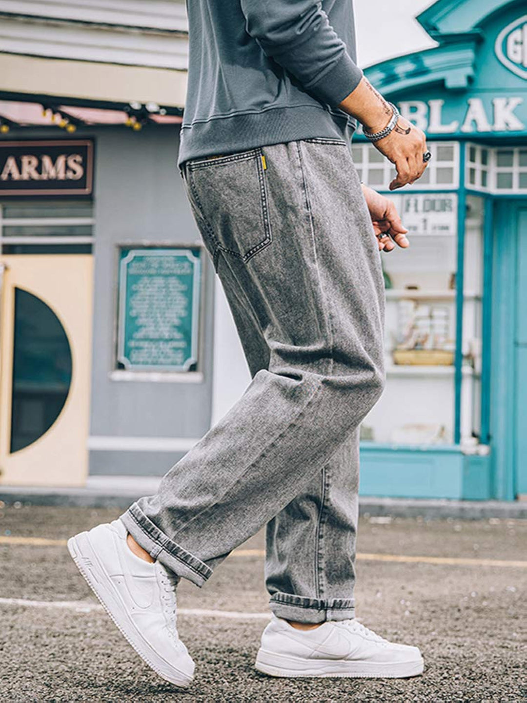 Metal Grey Acid Wash Regular Fit Denim - Distinctive Style and Comfort