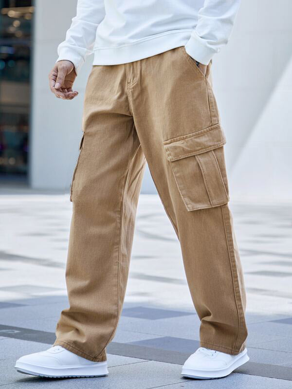 Bwolves Neutral Light brown Baggy Cargo Jeans - Unleash Your Unique Style