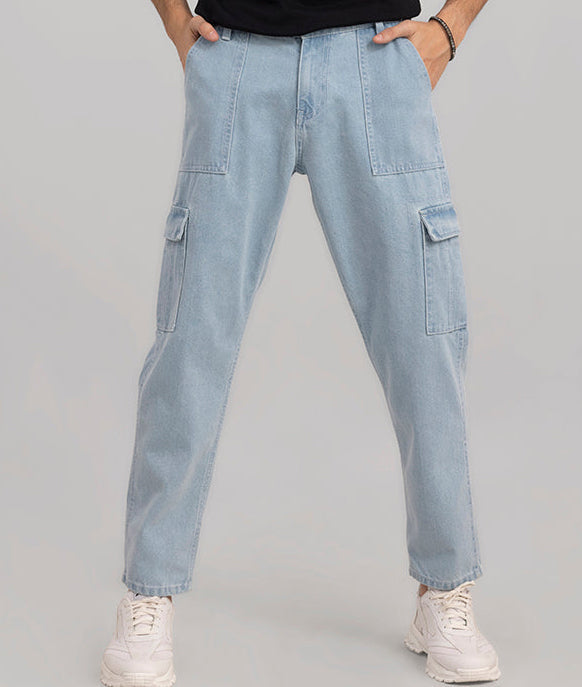 Bwolves: Light Blue Baggy Fit Jeans for Effortless Style