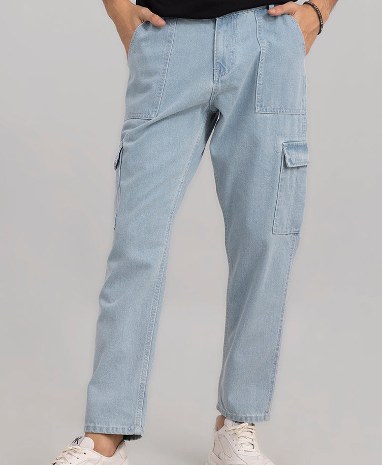 Bwolves: Light Blue Baggy Fit Jeans for Effortless Style