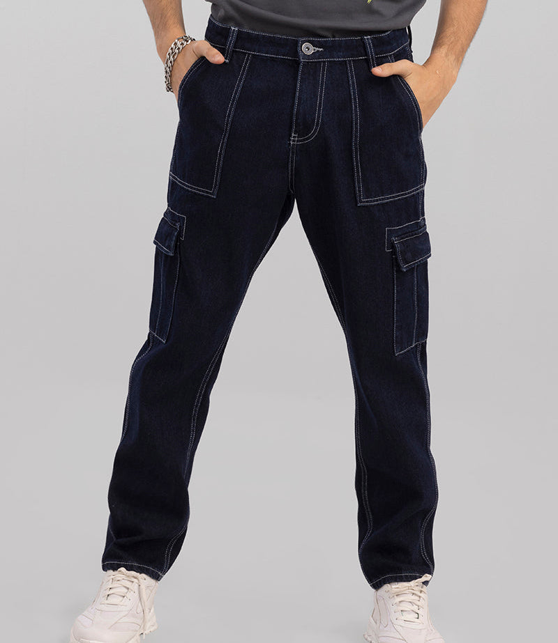 Bwolves: Dark Blue Baggy Fit Jeans for Effortless Style