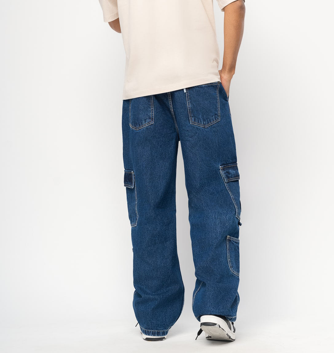 Men's Side Pocket Baggy Cargo Jeans - Urban Functionality and Style