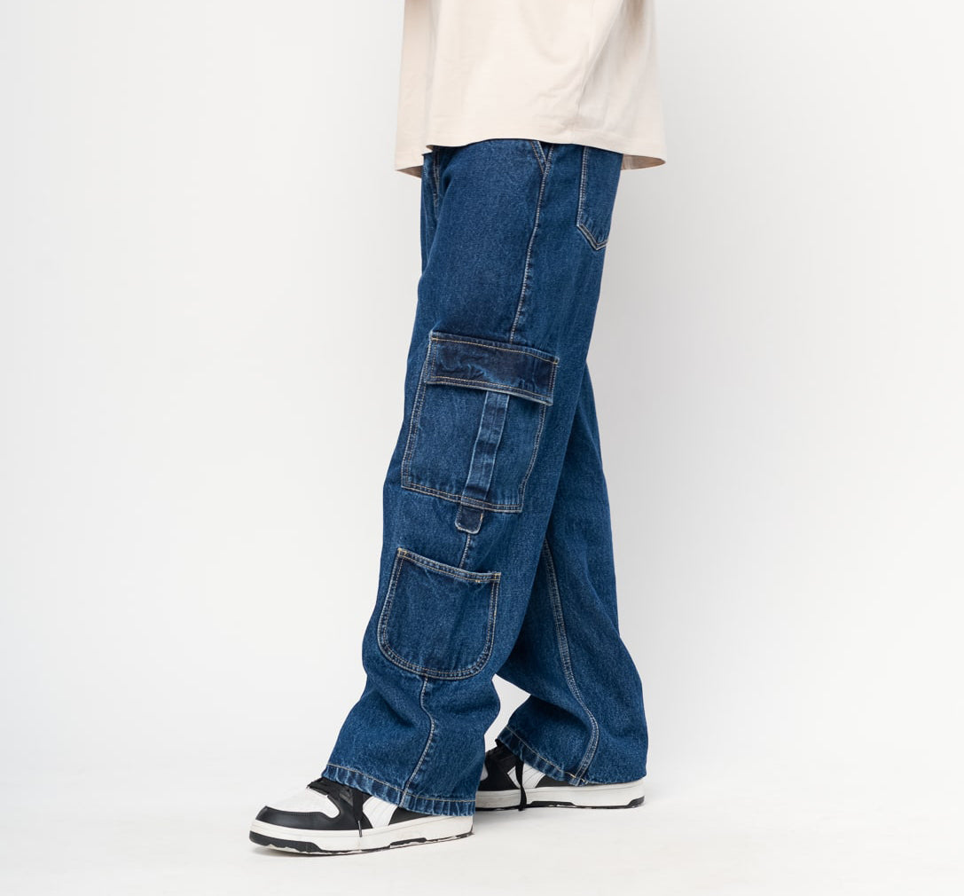 Men's Side Pocket Baggy Cargo Jeans - Urban Functionality and Style ...