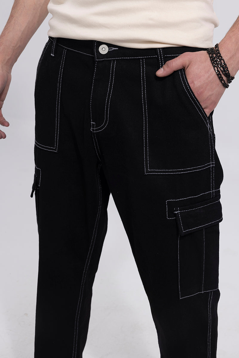 Men's Black Trouser With Utility Pockets Baggy pants
