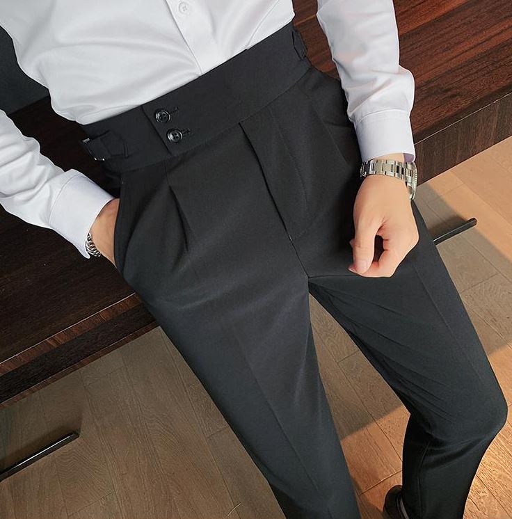 Signature Buttoned Gurkha Black colour Pants By Bwolves