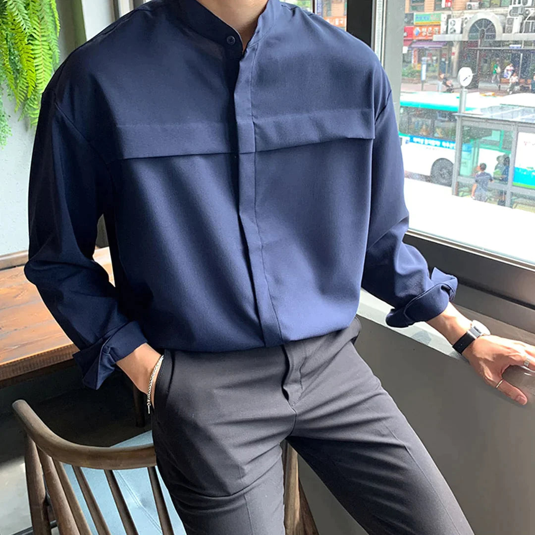 Front Pleat Detail Korean Shirt