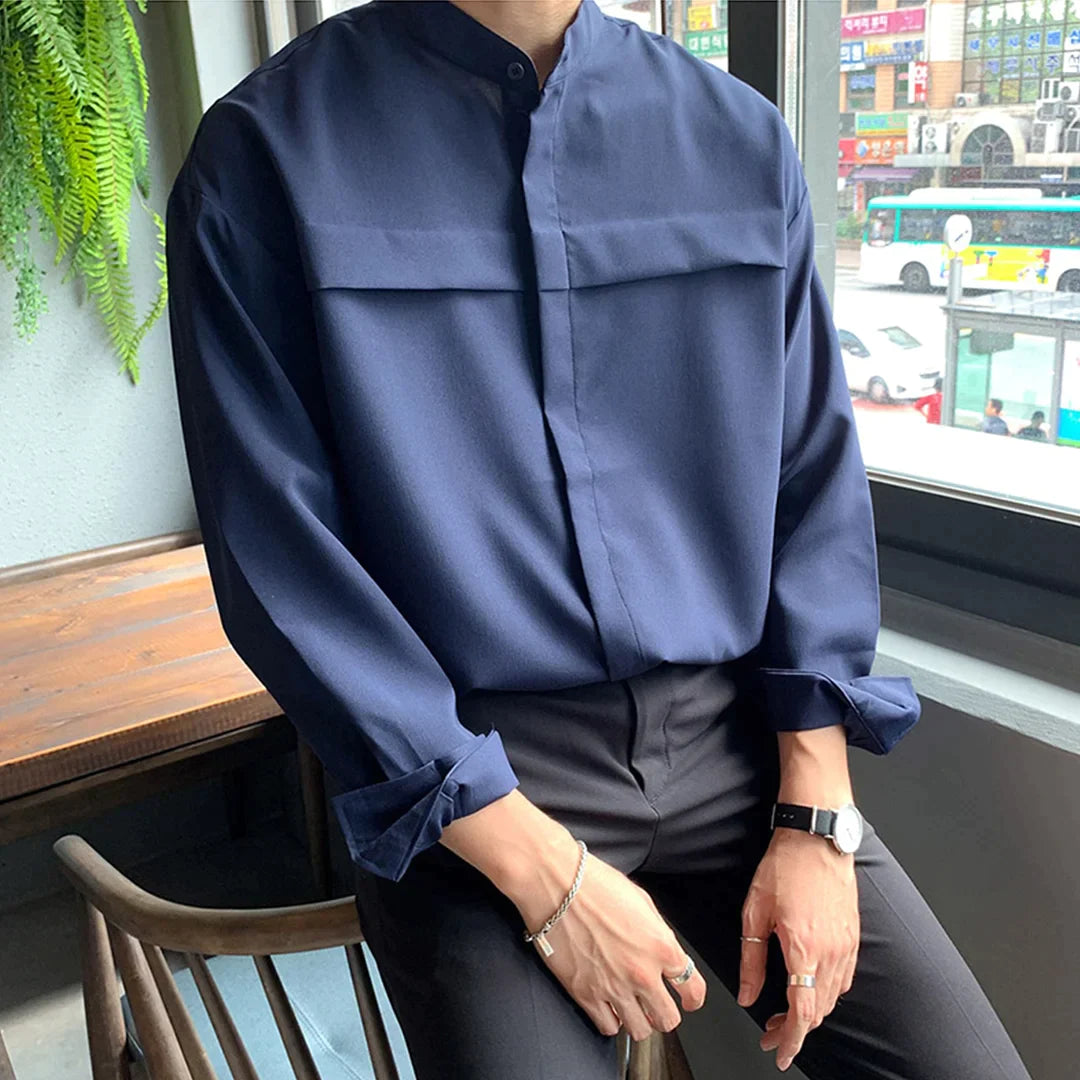 Front Pleat Detail Korean Shirt