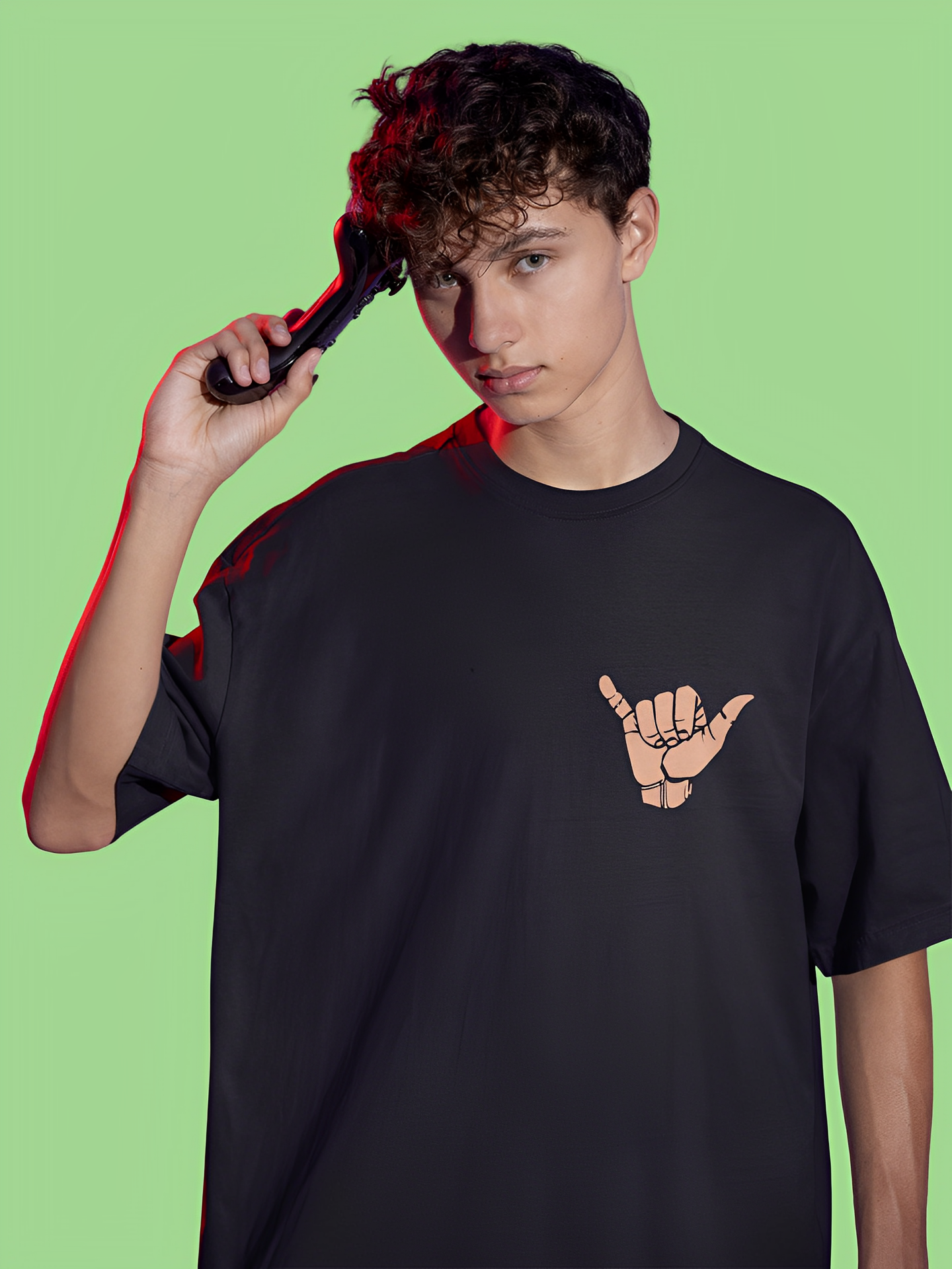 Good Vibes Only: Bwolves Men's Black Oversized Graphic Tee