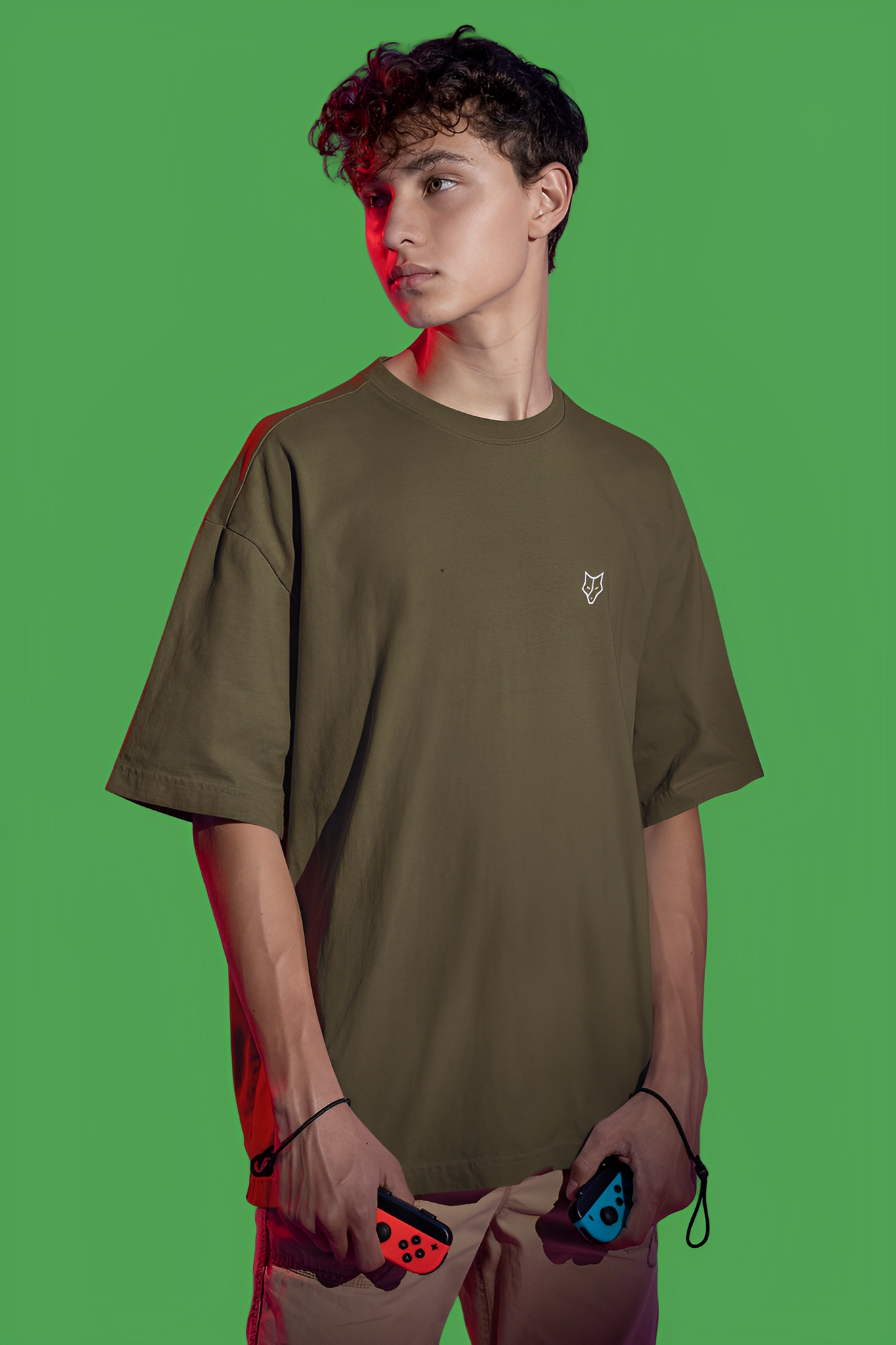 Bwolves Men's Bronze Olive Oversized Tee - A Chic and Comfortable Essential