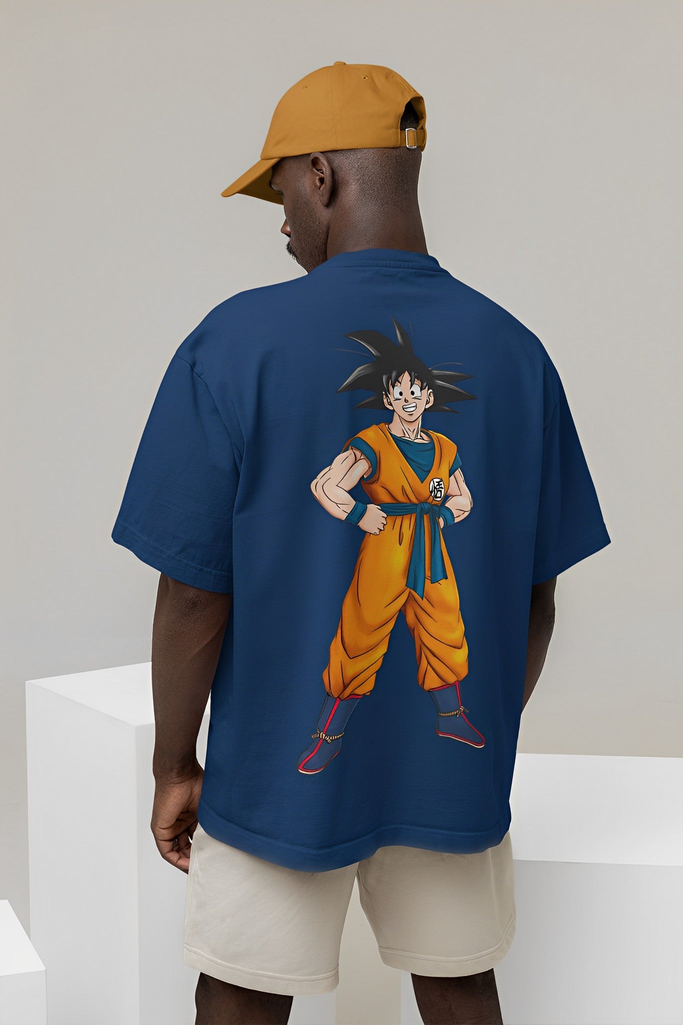 Bwolves Men's Blue Dragon Ball Goku Printed Oversized tshirt