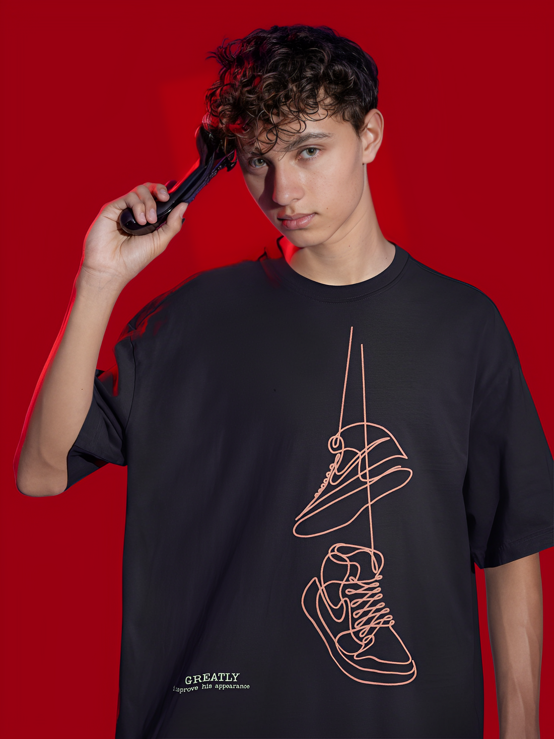 Elevate Your Street Style with Bwolves Oversized Black Cotton Tees